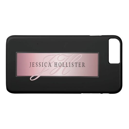 Elegante Blush Neprozen Roze Goud | Naam & Initial Case-Mate iPhone Case (Achterkant (Horizontaal))