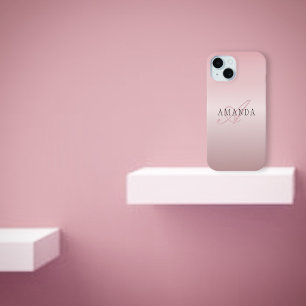 Elegante Blush Neprozen Roze Goud Naam & Monogra iPhone 15 Case