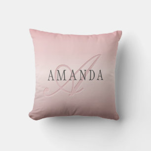 Elegante Blush Neprozen Roze Goud Naam & Monogra Kussen