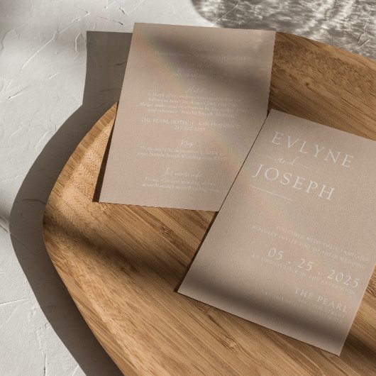 Elegante Blush Neutral Minimalist Boho Wedding Kaart