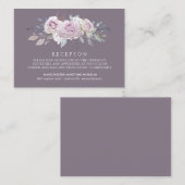 Elegante Blush Paarse Bloemen Bruiloft Receptie Informatiekaartje (Voorkant / Achterkant)
