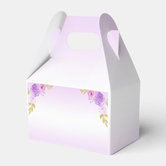 Elegante Blush Paarse Bloemen Quinceañera Verjaard Bedankdoosjes (Achterkant)