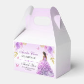 Elegante Blush Paarse Bloemen Quinceañera Verjaard Bedankdoosjes (Voorkant Zijde)