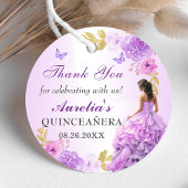 Elegante Blush Paarse Bloemen Quinceañera Verjaard Bedankjes Labels