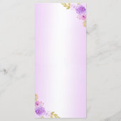 Elegante Blush Paarse Bloemen Quinceañera Verjaard Menu (Achterkant)