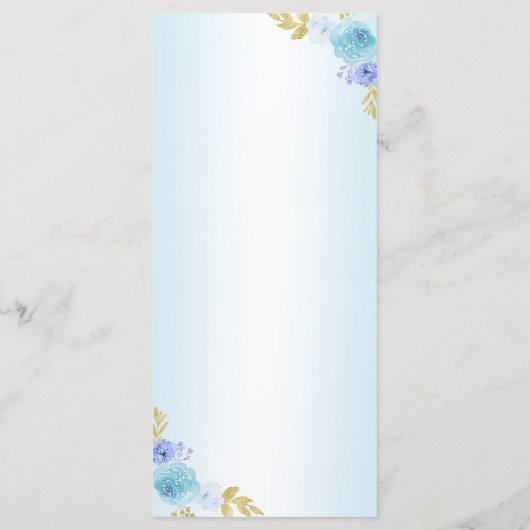 Elegante Blush Paarse Bloemen Quinceañera Verjaard Menu (Achterkant)