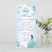 Elegante Blush Paarse Bloemen Quinceañera Verjaard Menu (Staand voorkant)