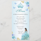 Elegante Blush Paarse Bloemen Quinceañera Verjaard Menu (Voorkant)