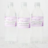 Elegante Blush Paarse Bloemen Quinceañera Verjaard Waterfles Etiket (Flessen)