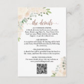 Elegante Blush Peach Bloemen Bruiloft Details QR C Informatiekaartje (Voorkant)