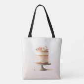 Elegante Blush Peach Floral Cake Keuken Bakkerij Tote Bag (Achterkant)