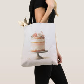 Elegante Blush Peach Floral Cake Keuken Bakkerij Tote Bag (Dichtbij)