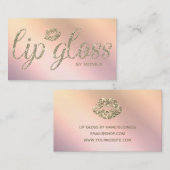 Elegante Blush Peachy Roze Lip Gloss Visitekaartje (Voorkant / Achterkant)