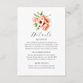 Elegante Blush Perzik Floral Flat Enclosure Kaart