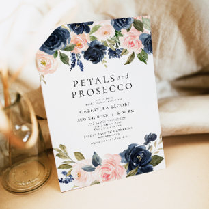 Elegante Blush Petals & Prosecco Vrijgezellenfeest Kaart