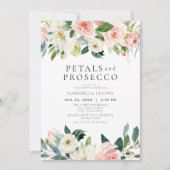 Elegante Blush Petals & Prosecco Vrijgezellenfeest Kaart (Voorkant)
