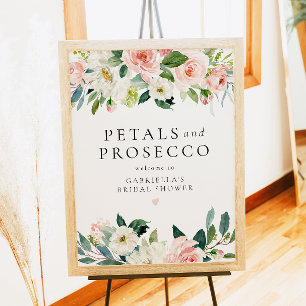 Elegante Blush Petals & Prosecco Vrijgezellenfeest Poster