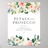 Elegante Blush Petals & Prosecco Vrijgezellenfeest Poster (Voorkant)