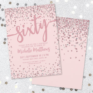 Elegante Blush Pink 60e verjaardag Kaart