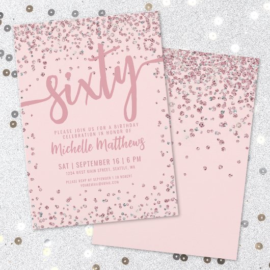 Elegante Blush Pink 60e verjaardag Kaart