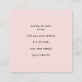 Elegante Blush Pink Black Script 3 foto make-up Vierkante Visitekaartje (Achterkant)