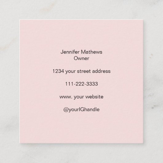 Elegante Blush Pink Black Script 3 foto make-up Vierkante Visitekaartje (Achterkant)