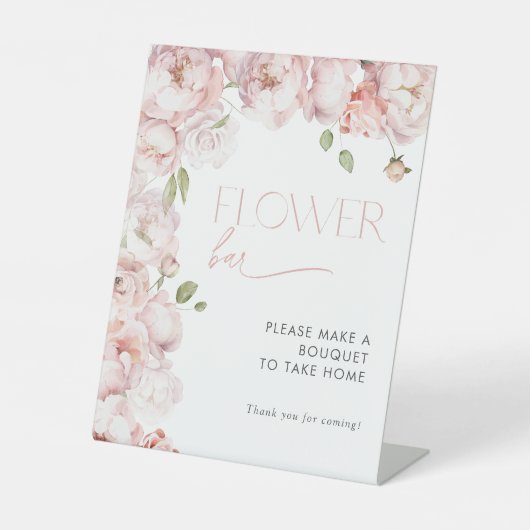 Elegante Blush Pink Bloemen Vrijgezellenfeest Bloe Reclamebord Met Voetstuk (Voorkant)