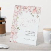 Elegante Blush Pink Bloemen Vrijgezellenfeest Bloe Reclamebord Met Voetstuk (Insitu)
