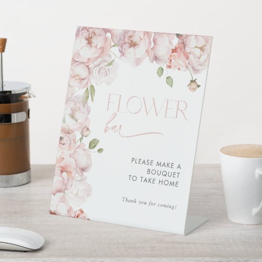 Elegante Blush Pink Bloemen Vrijgezellenfeest Bloe Reclamebord Met Voetstuk (Insitu)