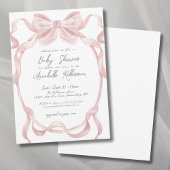 Elegante  Blush Pink Bow Baby shower Kaart