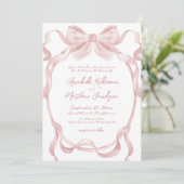 Elegante Blush Pink Bow grillige bruiloft Kaart (Staand voorkant)