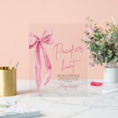 Elegante Blush Pink Bow Schattigee Pacifier Hunt G Acryl Bord (Huwelijk)