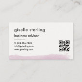 Elegante Blush Pink Brush Stroke QR-code Visitekaartje (Achterkant)