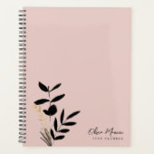 Elegante Blush Pink en Gold Black Botanical Planner (Voorkant)