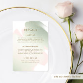 Elegante Blush Pink en Sage Green Wedding Details Informatiekaartje