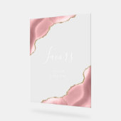 Elegante Blush Pink Gold Agaat Wedding Favors Acryl Bord (Hoek)