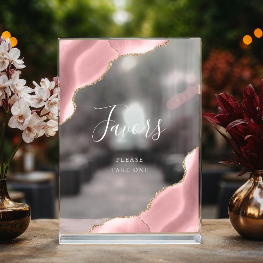 Elegante Blush Pink Gold Agaat Wedding Favors Acryl Bord