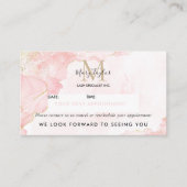 Elegante Blush Pink Gold Glitter Marmer Afsprakenkaartje (Voorkant)