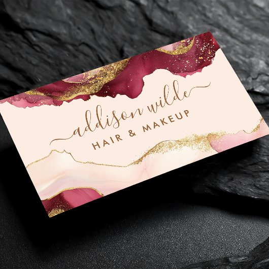 Elegante Blush Pink Gold Glitter Marmer Agaat Visitekaartje