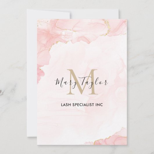 Elegante Blush Pink Gold Glitter Marmer Kaart (Achterkant)