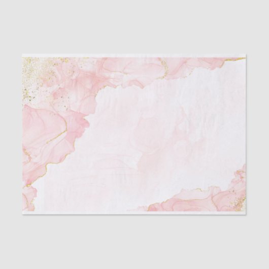 Elegante Blush Pink Gold Glitter Marmer Tissuepapier (Voorkant)