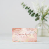 Elegante Blush Pink Gold Glitter Visitekaartje (Staand voorkant)