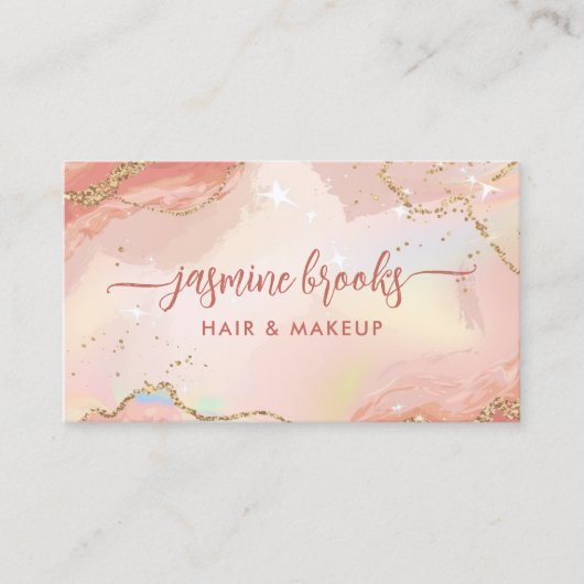 Elegante Blush Pink Gold Glitter Visitekaartje (Voorkant)