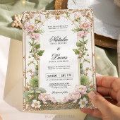 Elegante Blush Pink Gold Lotus Flower Wedding Kaart