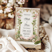 Elegante Blush Pink Gold Lotus Flower Wedding Kaart