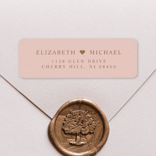 Elegante Blush Pink Gold Wedding Retouradres Etiket