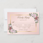 Elegante Blush Pink Gold Wedding RSVP Kaarten Kaartje (Voorkant)