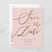 Elegante Blush Pink Gold Wedding Save the Date Aankondigingskaart (Voorkant / Achterkant)