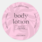 Elegante Blush Pink Lotion Jar Ronde Product Label (Voorkant)