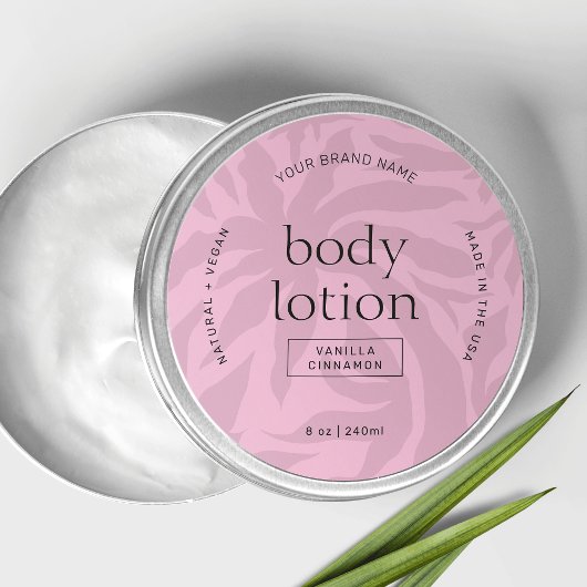 Elegante Blush Pink Lotion Jar Ronde Product Label